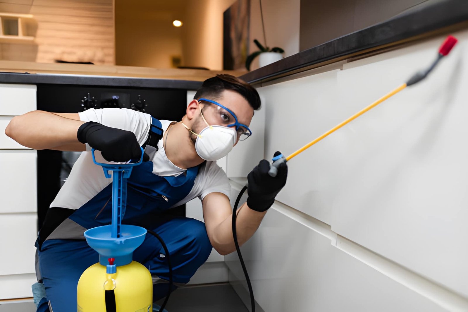 Professional pest control technician at work